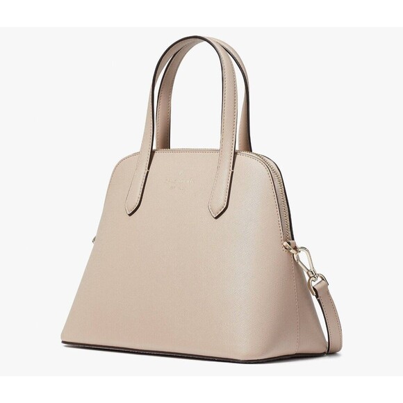 New Kate Spade Schuyler Medium Dome Satchel Saffiano Warm Beige - Picture 3 of 5